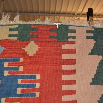 Vintage Wool Geometric Turkish Kilim Rug 37.5â€x45â€
