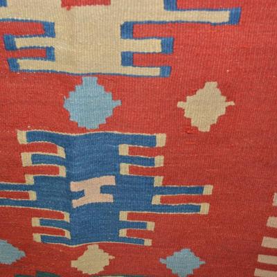 Vintage Wool Geometric Turkish Kilim Rug 37.5â€x45â€