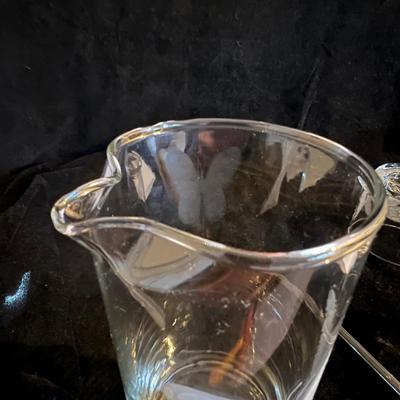 Etched Butterfly Glass Pitcher & Tumblers (O-RG)