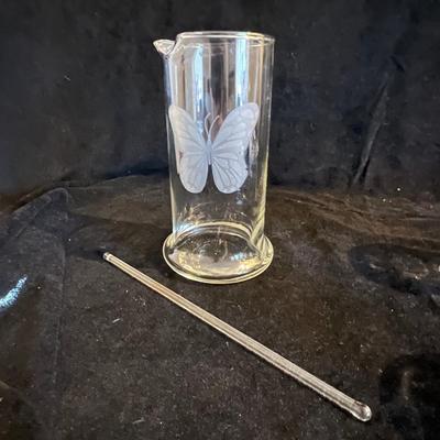 Etched Butterfly Glass Pitcher & Tumblers (O-RG)