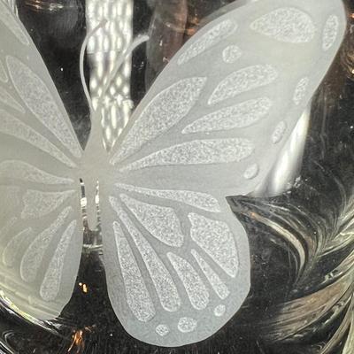 Etched Butterfly Glass Pitcher & Tumblers (O-RG)