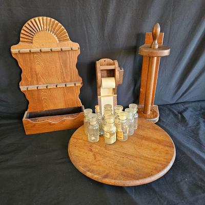 Wooden Kitchen Accessories and Glass Spice Jars (K-DW)