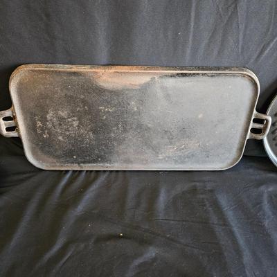 Assorted Cast Iron and an Aluminum Grill Skillet (K-DW)