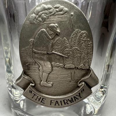 Pewter Medallion Highball Golf Glasses (P-RG)