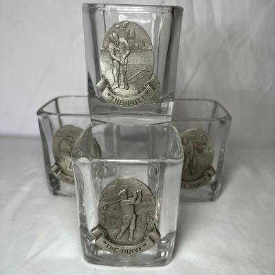 Pewter Medallion Highball Golf Glasses (P-RG)