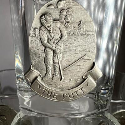 Pewter Medallion Highball Golf Glasses (P-RG)