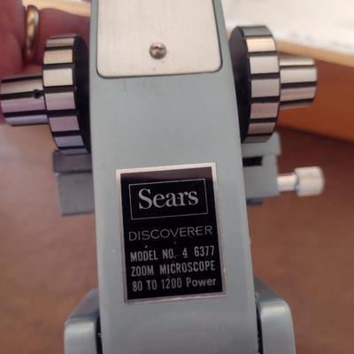Sears Discoverer Zoom Microscope with Wooden Case- Model 4 6377