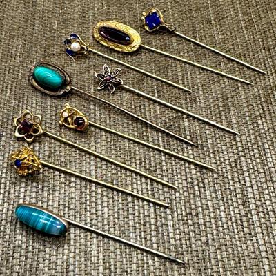 LOT 15 - 9 Antique Victorian Stick Pins