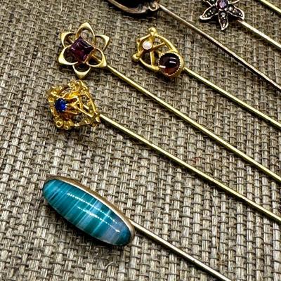 LOT 15 - 9 Antique Victorian Stick Pins