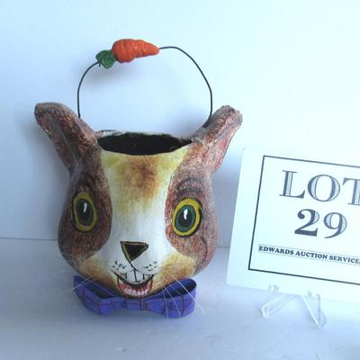 Contemporart Paper Mache Rabbit Head Easter Pail