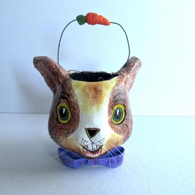 Contemporart Paper Mache Rabbit Head Easter Pail