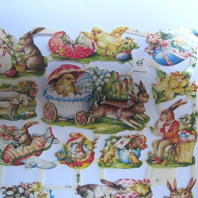 Vintage Smaller Size Easter Basket and 1980s German Easter Scraps