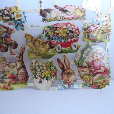 Vintage Smaller Size Easter Basket and 1980s German Easter Scraps