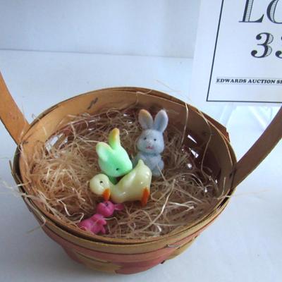 Smaller Vintage Easter Basket and Honeycomb Chick With Minis