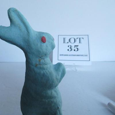 Vintage Blue Colored Easter Rabbit Candy Container