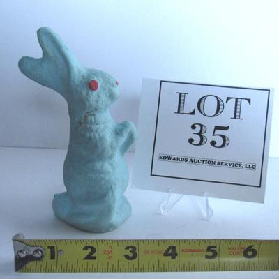 Vintage Blue Colored Easter Rabbit Candy Container