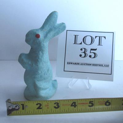 Vintage Blue Colored Easter Rabbit Candy Container