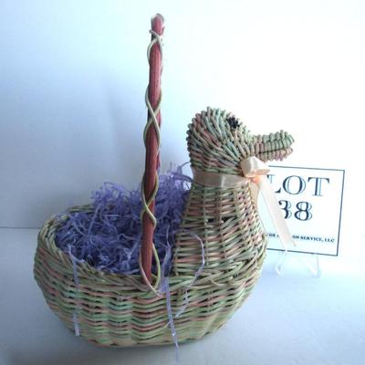 Contemporary Duck Easter Basket With Modern Purple Grass