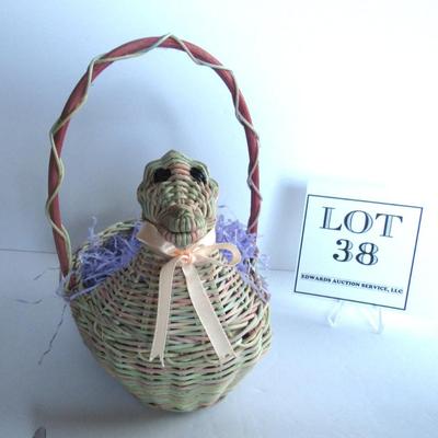 Contemporary Duck Easter Basket With Modern Purple Grass