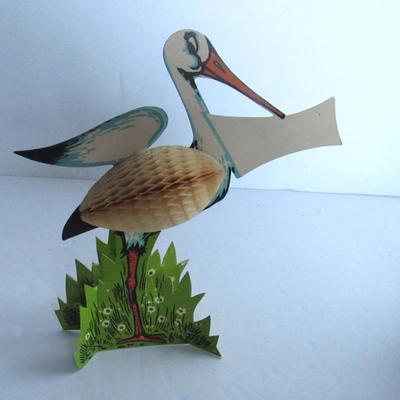 Lot 41: Unused Lot of 6 Vintage Stork Name Cards For Baby Shower