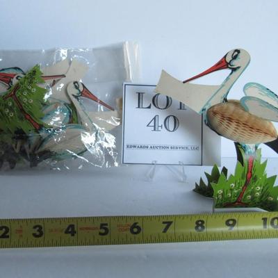 Lot 41: Unused Lot of 6 Vintage Stork Name Cards For Baby Shower