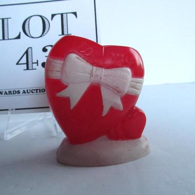 Vintage Rosen/Rosbro Heart Valentine Candy Container, Hard Plastic
