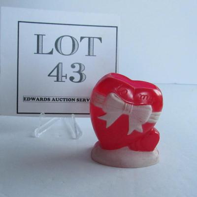 Vintage Rosen/Rosbro Heart Valentine Candy Container, Hard Plastic