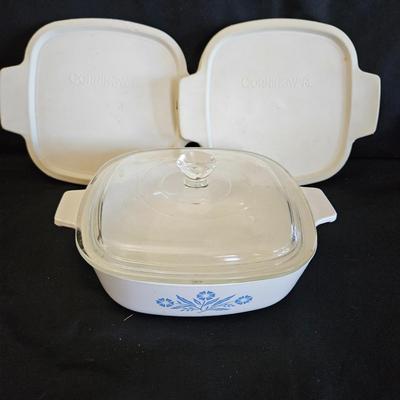 Cornflower Blue Corning Ware and Amber Pyrex (K-DW)