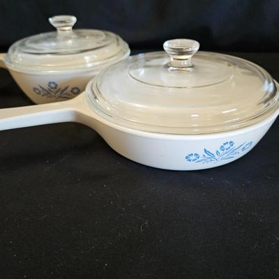 Cornflower Blue Corning Ware and Amber Pyrex (K-DW)