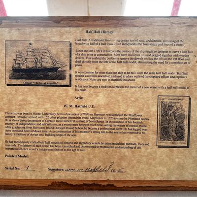 N280 Vintage W.M. Hatfield Clipper â€œThe Great Republicâ€ 1/2 Hull Wood Model