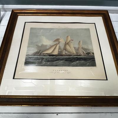 N281 Antique Yachting Scene Off Cowed, Isle of Wright; Plate 1 British 19th Century Maritime Print