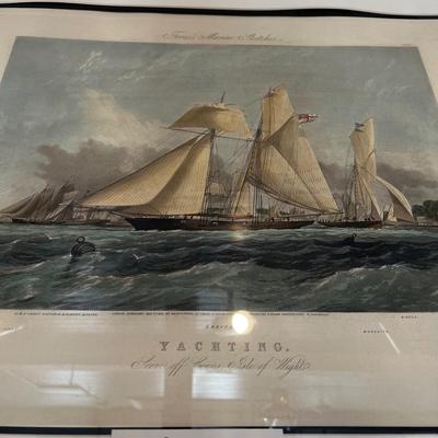 N281 Antique Yachting Scene Off Cowed, Isle of Wright; Plate 1 British 19th Century Maritime Print