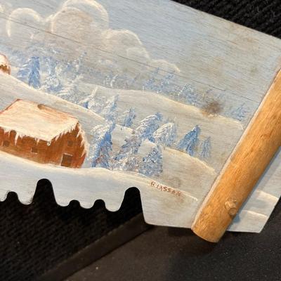 G99- Christmas decor w/handpainted wood saw