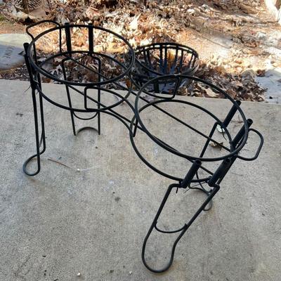 Wrought Iron Black Tall Plant Stand Plus Hanging Baskets & More (Y-RG)