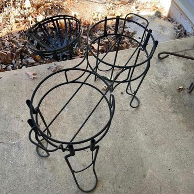 Wrought Iron Black Tall Plant Stand Plus Hanging Baskets & More (Y-RG)