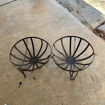 Wrought Iron Black Tall Plant Stand Plus Hanging Baskets & More (Y-RG)