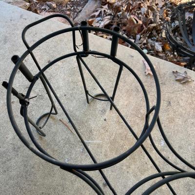 Wrought Iron Black Tall Plant Stand Plus Hanging Baskets & More (Y-RG)