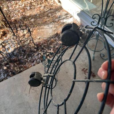 Pair of Green Metal Plant Stands & More (Y-RG)