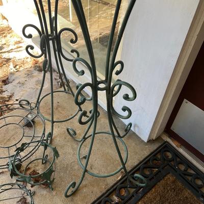 Pair of Green Metal Plant Stands & More (Y-RG)