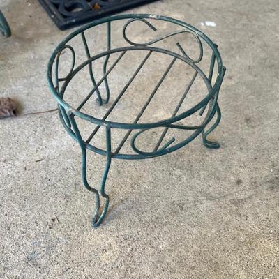 Pair of Green Metal Plant Stands & More (Y-RG)