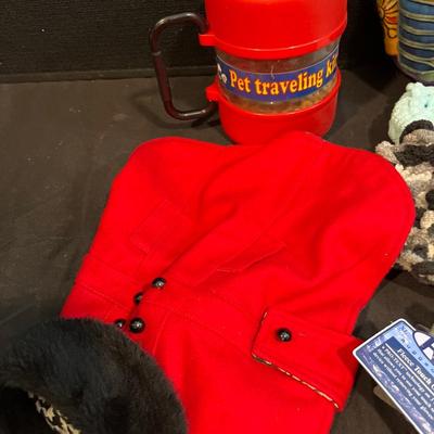 G103- Dog coat & treat can, scarves & gloves, hobo purse