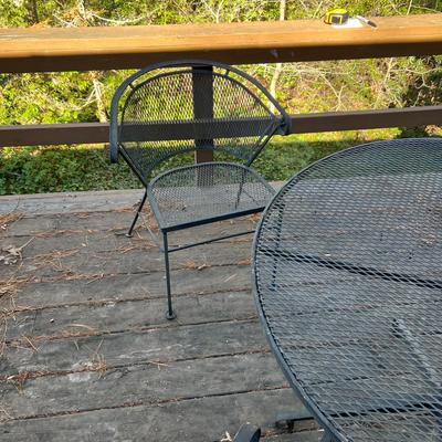 Wrought Iron Patio Table w/ Four Matching Barrel-Backed Chairs (D-RG)