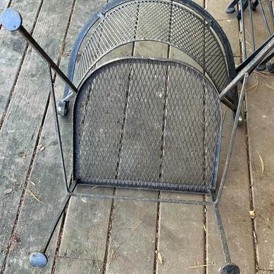 Wrought Iron Patio Table w/ Four Matching Barrel-Backed Chairs (D-RG)