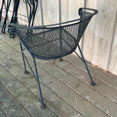 Wrought Iron Patio Table w/ Four Matching Barrel-Backed Chairs (D-RG)