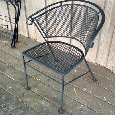 Wrought Iron Patio Table w/ Four Matching Barrel-Backed Chairs (D-RG)