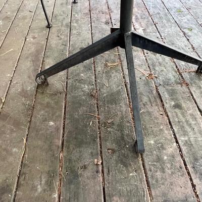 Wrought Iron Patio Table w/ Four Matching Barrel-Backed Chairs (D-RG)