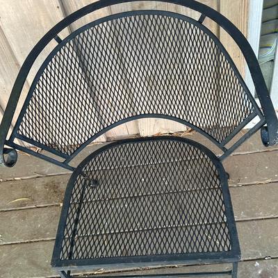 Wrought Iron Patio Table w/ Four Matching Barrel-Backed Chairs (D-RG)