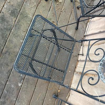 Four Folding Wrought Iron Patio Chairs (D-RG)