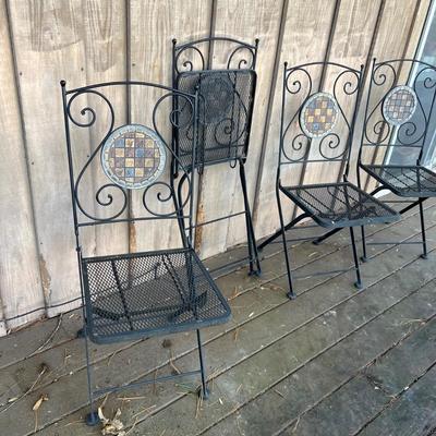 Four Folding Wrought Iron Patio Chairs (D-RG)