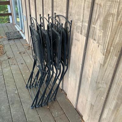 Four Folding Wrought Iron Patio Chairs (D-RG)